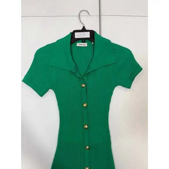 Sandro Lorel green knit midi Dress Size 36 (2-4) - Picture 4 of 7